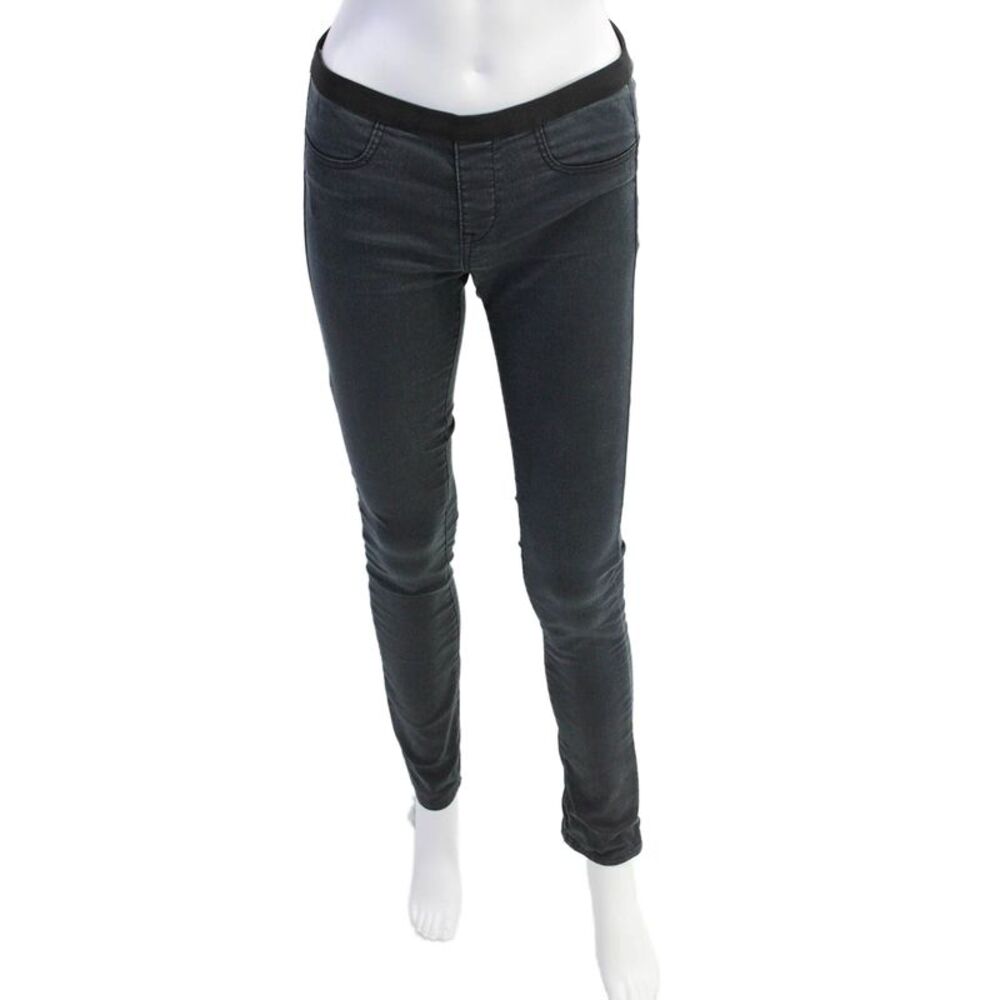 Helmut Womens Mid Rise Elastic Waist Skinny Jeans Washed Black Size 26